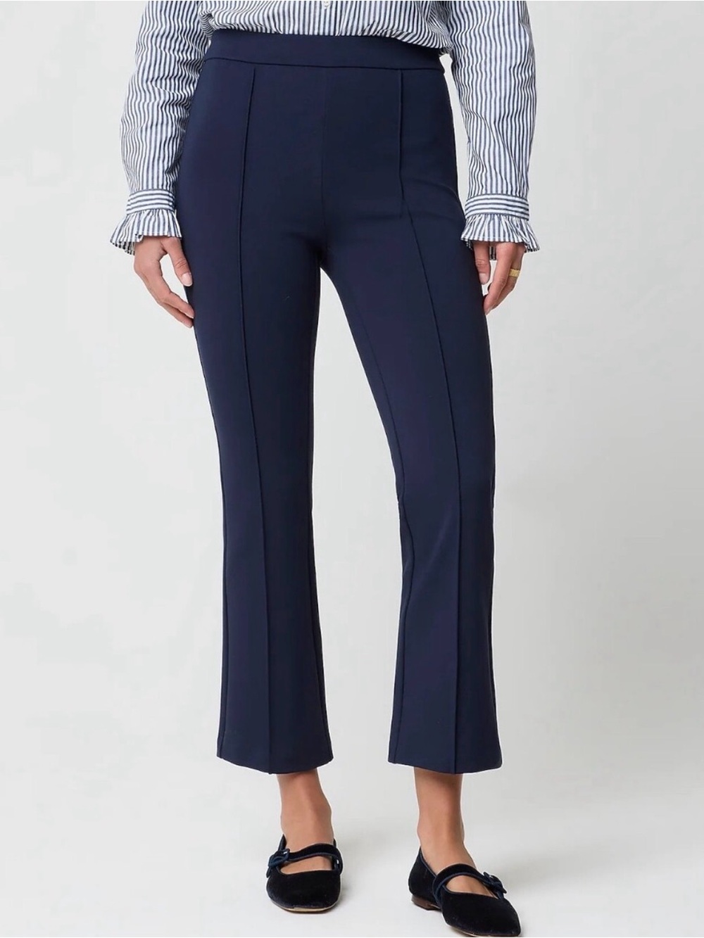 J Crew Factory ponte cropped pull-on pant stretch navy blue Size 2 NWT